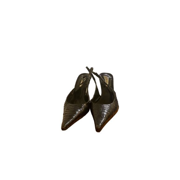 Lenny e CIA Designer Snakeskin Print Black Heels Slingback Pumps Sz 36 US 5.5 - Picture 5 of 9